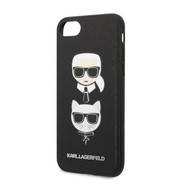 Karl Lagerfeld KLHCI8SAKICKCBK iPhone 7|8 | SE 2020 | SE 2022 czarny|black hardcase Saffiano Karl&Choupette Head cena un informācija | Telefonu vāciņi, maciņi | 220.lv