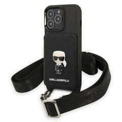 Karl Lagerfeld KLHCP13LSAIPCK iPhone 13 Pro | 13 6,1" hardcase czarny|black Saffiano Metal Ikonik cena un informācija | Telefonu vāciņi, maciņi | 220.lv