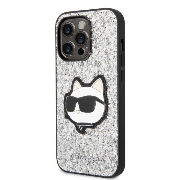 Karl Lagerfeld KLHCP14LG2CPS iPhone 14 Pro 6,1" srebrny|silver hardcase Glitter Choupette Patch cena un informācija | Telefonu vāciņi, maciņi | 220.lv