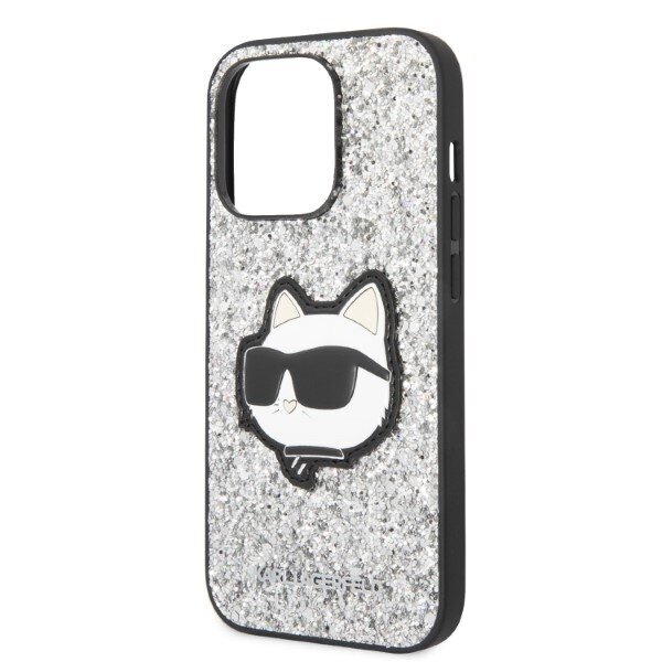 Karl Lagerfeld KLHCP14LG2CPS iPhone 14 Pro 6,1" srebrny|silver hardcase Glitter Choupette Patch cena un informācija | Telefonu vāciņi, maciņi | 220.lv