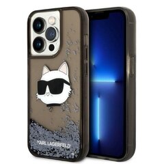 Karl Lagerfeld KLHCP14LLNCHCK iPhone 14 Pro 6,1" czarny|black hardcase Glitter Choupette Head cena un informācija | Telefonu vāciņi, maciņi | 220.lv