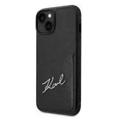 Karl Lagerfeld KLHCP14SCSSK iPhone 14 6,1" hardcase czarny|black Signature Logo Cardslot cena un informācija | Telefonu vāciņi, maciņi | 220.lv