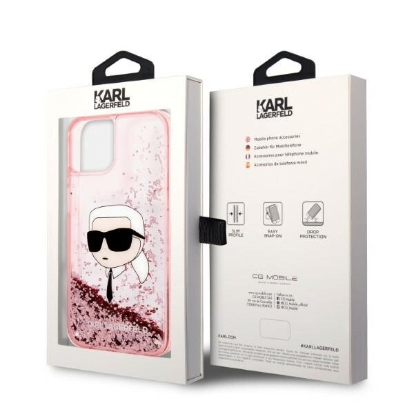 Karl Lagerfeld KLHCP14SLNKHCP iPhone 14 6,1" różowy|pink hardcase Glitter Karl Head cena un informācija | Telefonu vāciņi, maciņi | 220.lv