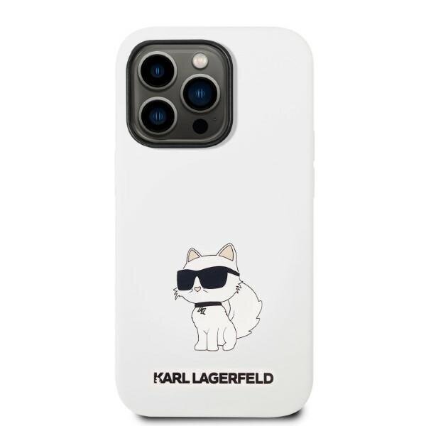 Karl Lagerfeld KLHMP14LSNCHBCH iPhone 14 Pro 6,1" hardcase biały|white Silicone Choupette MagSafe cena un informācija | Telefonu vāciņi, maciņi | 220.lv