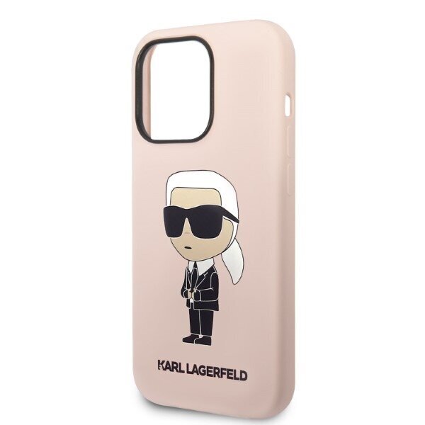 Karl Lagerfeld KLHMP14LSNIKBCP iPhone 14 Pro 6,1" hardcase różowy|pink Silicone Ikonik Magsafe cena un informācija | Telefonu vāciņi, maciņi | 220.lv