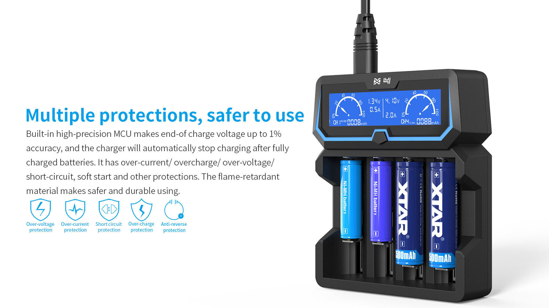 Xtar universālais akumulatora lādētājs ar LCD displeju X4 cena un informācija | Akumulatori, lādētāji un piederumi | 220.lv