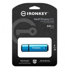 Kingston IronKey VP50c, 64GB, USB-C cena un informācija | USB Atmiņas kartes | 220.lv
