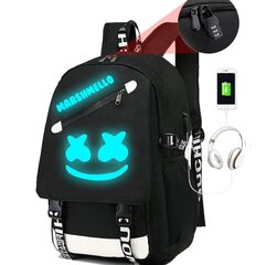 Школьный рюкзак с подсветкой «Улыбка» с кабелем USB IR Jack, черный цена и информация | Школьные рюкзаки, спортивные сумки | 220.lv