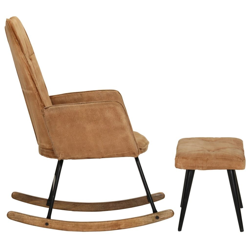 vidaXL šūpuļkrēsls ar kājsoliņu, brūns vintāžas audums cena un informācija | Atpūtas krēsli | 220.lv