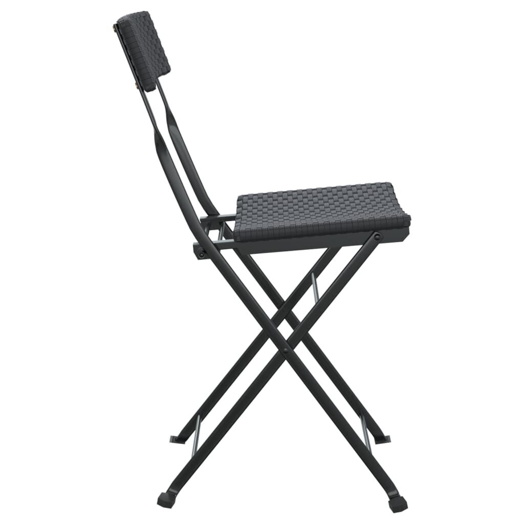 vidaXL saliekami bistro krēsli, 4 gab., melni, PE rotangpalma, tērauds цена и информация | Dārza krēsli | 220.lv