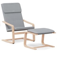 vidaXL atpūtas krēsls ar kājsoliņu, atgāžams, gaiši pelēks audums цена и информация | Кресла для отдыха | 220.lv