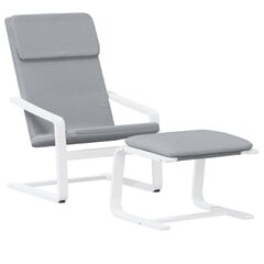 vidaXL atpūtas krēsls ar kājsoliņu, atgāžams, gaiši pelēks audums cena un informācija | Atpūtas krēsli | 220.lv