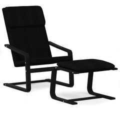 vidaXL atpūtas krēsls ar kājsoliņu, melns audums цена и информация | Кресла в гостиную | 220.lv