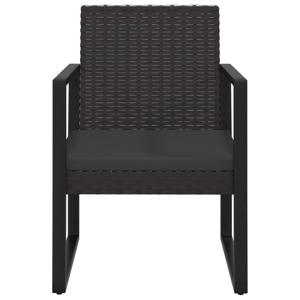 vidaXL dārza atpūtas krēsls ar matraci, PE rotangpalma, melns цена и информация | Dārza krēsli | 220.lv