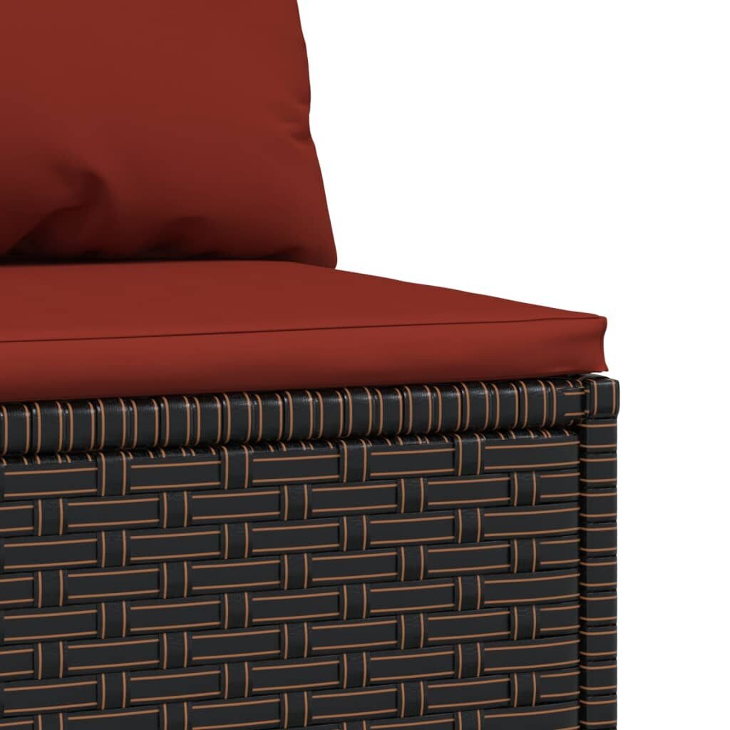 vidaXL vidējais dārza dīvāns ar spilveniem, brūna PE rotangpalma cena un informācija | Dārza krēsli | 220.lv