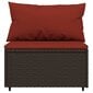 vidaXL vidējais dārza dīvāns ar spilveniem, brūna PE rotangpalma cena un informācija | Dārza krēsli | 220.lv