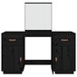 vidaXL spoguļgaldiņa komplekts, melns, priedes masīvkoks cena un informācija | Kosmētikas galdiņi | 220.lv