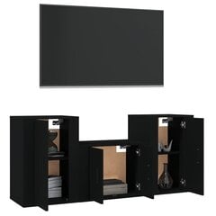 vidaXL 3-daļīgs TV skapīšu komplekts, melns, inženierijas koks cena un informācija | TV galdiņi | 220.lv