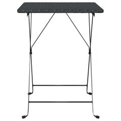vidaXL saliekams bistro galds, 55x54x71 cm, PE rotangpalma, melns cena un informācija | Dārza galdi | 220.lv