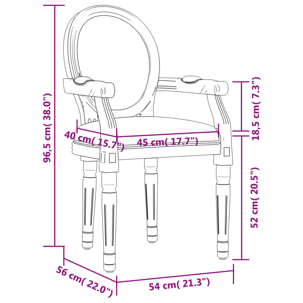 vidaXL krēsls, 54x56x96,5 cm, audums cena un informācija | Virtuves un ēdamistabas krēsli | 220.lv