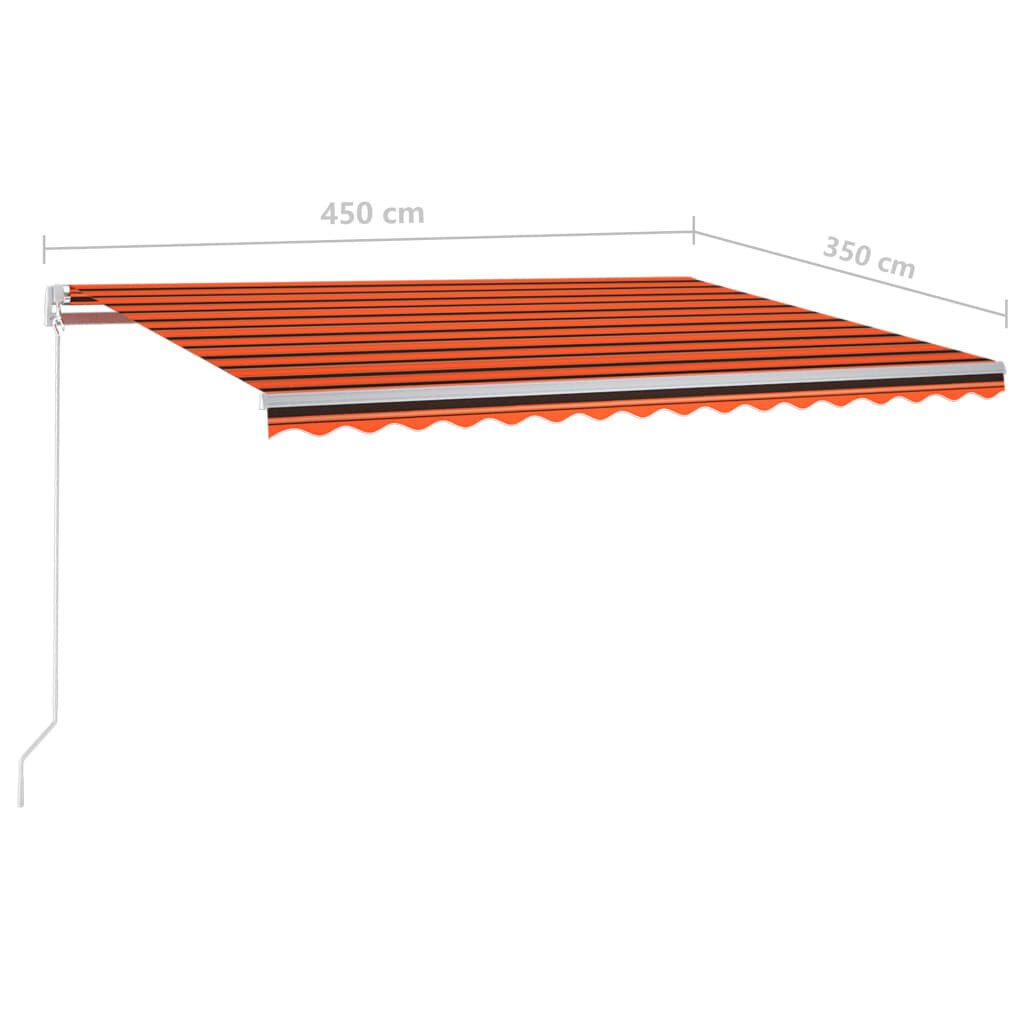 vidaXL izvelkama markīze, 450x350 cm, oranža un brūna cena un informācija | Saulessargi, markīzes un statīvi | 220.lv