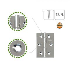Петля 1002В, 70*50мм, универсальная, хромированная, матовая, 2 шт. цена и информация | Другие принадлежности для мебели | 220.lv