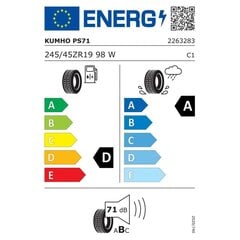 Шины для легковых автомобилей Kumho PS71 ECSTA 245/45WR19 цена и информация | Летняя резина | 220.lv