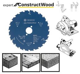 Пильный диск Bosch Expert for Construct Wood, 190 мм цена и информация | Пилы, циркулярные станки | 220.lv