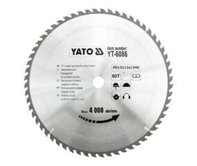 YATO ripzāģis WIDIA 400 x 30 mm 60 zobu 6086 cena un informācija | Rokas instrumenti | 220.lv