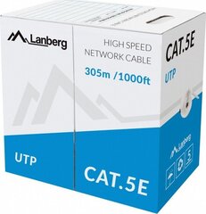 LANBERG UTP CABLE 100MB/S 305M WIRE CCA ЧЕРНЫЙ цена и информация | Кабели и провода | 220.lv