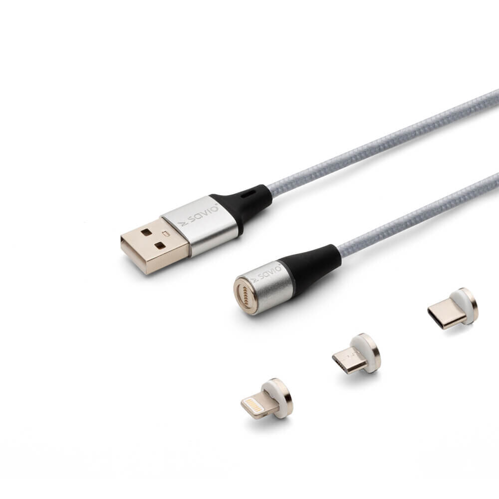 Savio CL-156 USB kabelis 2 m USB 2.0 USB C Micro USB A/Lightning Silver цена и информация | Savienotājkabeļi | 220.lv