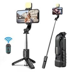 Pašbildes nūja ar LED apgaismojumu, tālvadības pulti Bluetooth 3 vienā statīvs (Selfie Stick) cena un informācija | Selfie Sticks | 220.lv