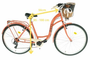 Sieviešu velosipēds Davi Emma, 7 ātrumu Shimano ātruma pārslēdzējs, 160-185 cm augumam, 28" alumīnija rati, klūgas grozs, apelsīns цена и информация | Велосипеды | 220.lv