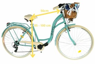 Sieviešu velosipēds Davi Emma, 7 ātrumu Shimano ātruma pārslēdzējs, 160-185 cm augumam, 28" alumīnija rati, klūgas grozs, Zils/krēms cena un informācija | Velosipēdi | 220.lv