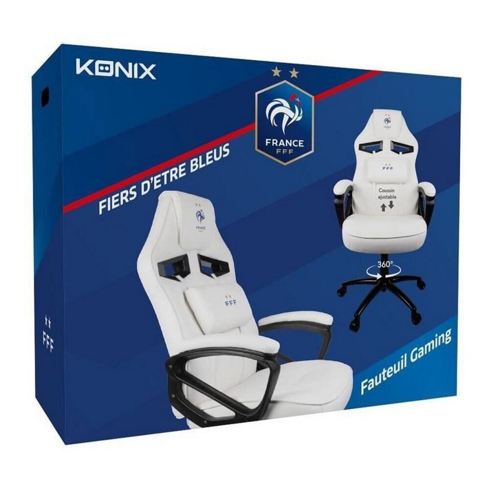 Spēļu krēsls KONIX France FFF balts cena un informācija | Biroja krēsli | 220.lv
