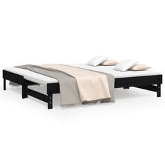 vidaXL izvelkama gulta, melna, 2x(75x190) cm, priedes masīvkoks цена и информация | Кровати | 220.lv