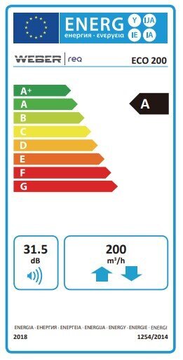 Gaisa rekuperators Weber Req Eco 200 cena un informācija | Gaisa kondicionieri, siltumsūkņi, rekuperatori | 220.lv