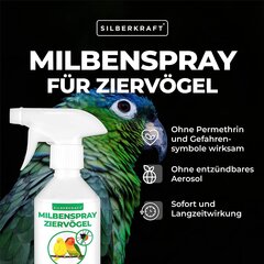 Sudraba jaudas ērce Spray 250 ml dekoratīvajiem putniem un vistām, uzticama ērču aizsardzība, efektīva un garantēta noderīga pretdeva līdzekļi cena un informācija | Kopšanas līdzekļi dzīvniekiem | 220.lv