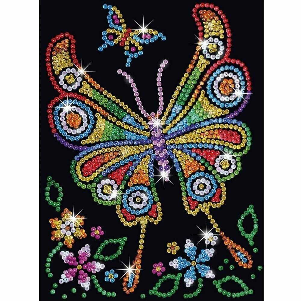 Dimantu mozaīka Sequin Art Amber Butterfly, 21 x 28 cm cena un informācija | Dimantu mozaīkas | 220.lv