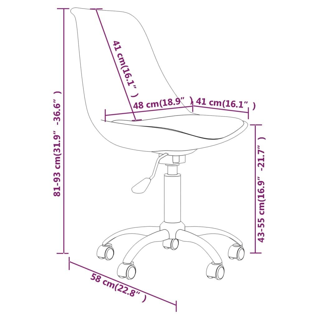 vidaXL grozāmi virtuves krēsli, 2 gab., pelēkbrūns audums cena un informācija | Virtuves un ēdamistabas krēsli | 220.lv