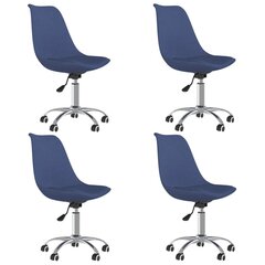 vidaXL grozāmi virtuves krēsli, 4 gab., zils audums cena un informācija | Virtuves un ēdamistabas krēsli | 220.lv