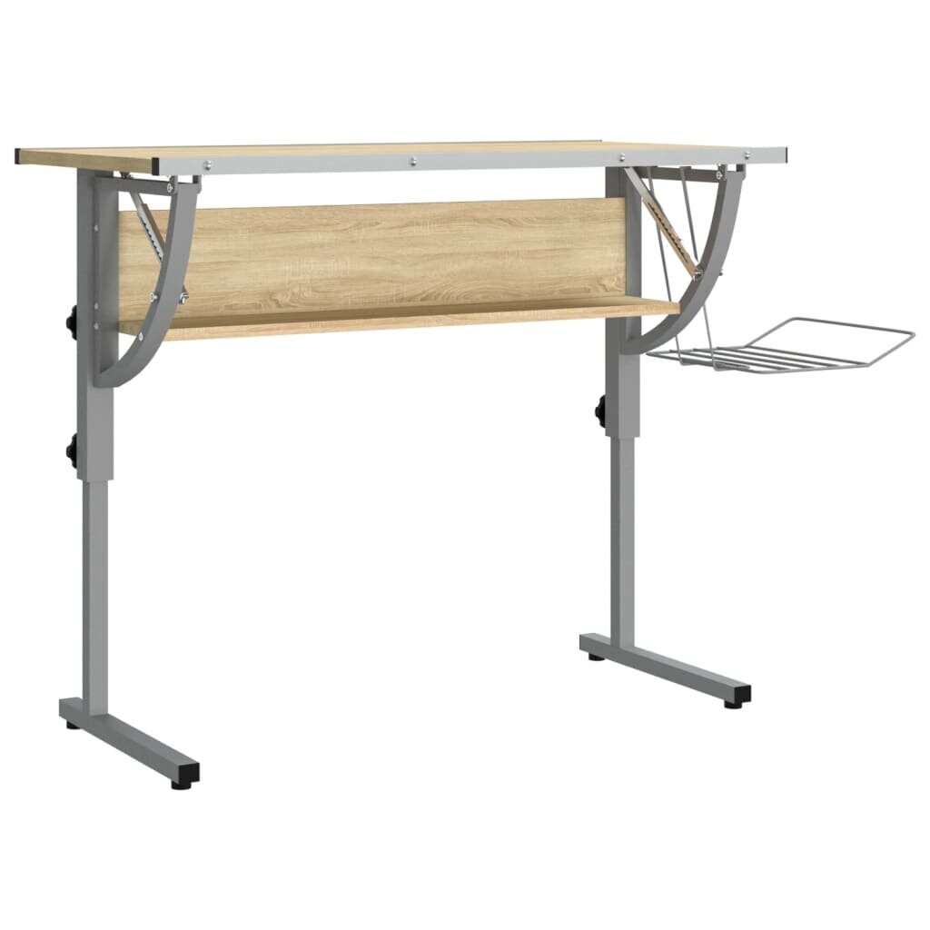 vidaXL rokdarbu galds, 110x53x(58-87) cm, inženierijas koks, ozolkoka cena un informācija | Datorgaldi, rakstāmgaldi, biroja galdi | 220.lv