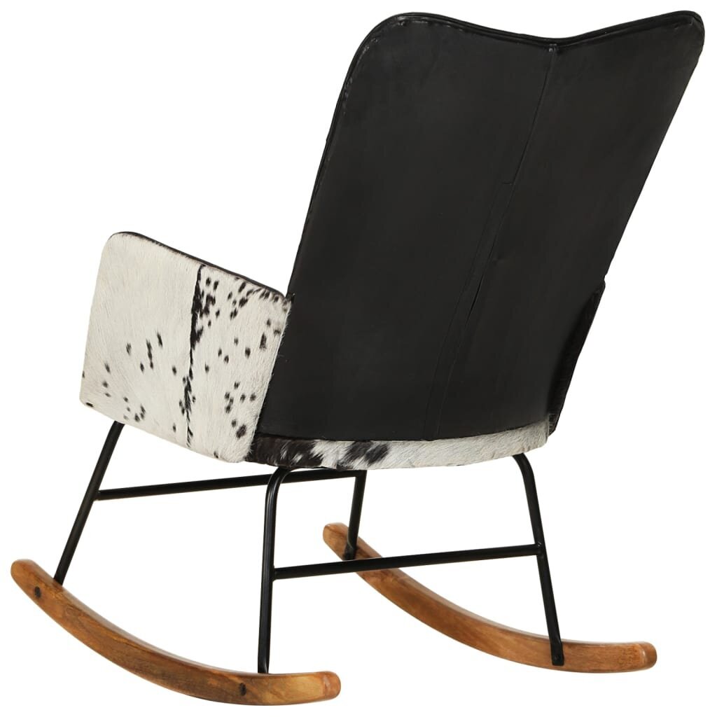 vidaXL šūpuļkrēsls, melna dabīgā āda cena un informācija | Atpūtas krēsli | 220.lv