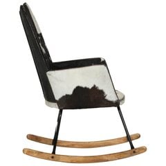 vidaXL šūpuļkrēsls, melna dabīgā āda цена и информация | Кресла для отдыха | 220.lv