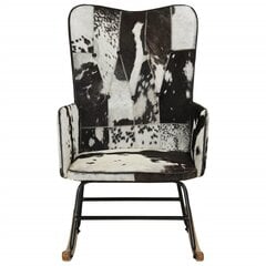 vidaXL šūpuļkrēsls, melna dabīgā āda цена и информация | Кресла в гостиную | 220.lv