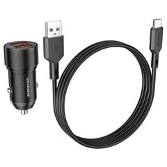 Automašīnas telefona lādētājs Borofone BZ19 Wisdom - 2xUSB - 12W, USB uz C tipa kabeli, Melns cena un informācija | Lādētāji un adapteri | 220.lv