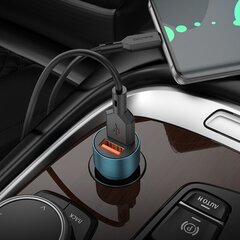 Borofone Car charger BZ19 Wisdom - 2xUSB - 12W with USB to Type C cable blue цена и информация | Зарядные устройства для телефонов | 220.lv