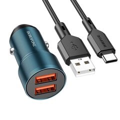 Borofone Car charger BZ19 Wisdom - 2xUSB - 12W with USB to Type C cable gold цена и информация | Зарядные устройства для телефонов | 220.lv