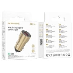 Borofone Car charger BZ19A Wisdom - USB - QC 3.0 18W gold цена и информация | Зарядные устройства для телефонов | 220.lv