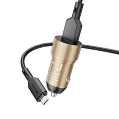 Borofone Car charger BZ19A Wisdom - USB - QC 3.0 18W with USB to Micro USB cable gold цена и информация | Зарядные устройства для телефонов | 220.lv